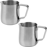 2 stuks melkkannetjes roestvrij staal 150 ml melk-pitcher opschuimen kan zilver soort opschuimkannetje perfect voor melkopschuimer koffiezetapparaat espressoher cappuccino macchiato