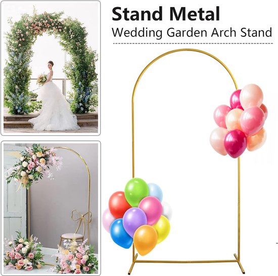 Metalen ballonnenboogset, rozenboogstandaard, bloemen, gouden luchtballon, boogframe, bruiloft, stabiliseren, voor verjaardagsdecoratie, bruiloftsdecoratie (180 x 80 cm)