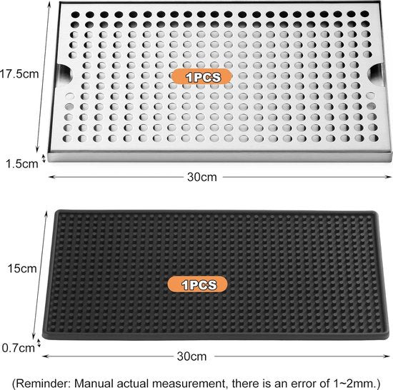 Stainless Steel Beer Drip Tray, Removable Reception Plate Barrel Drip Tray, Beer Tower Drip Pan with Non-Slip Rubber Pad for Home Kitchen Bar Restaurant