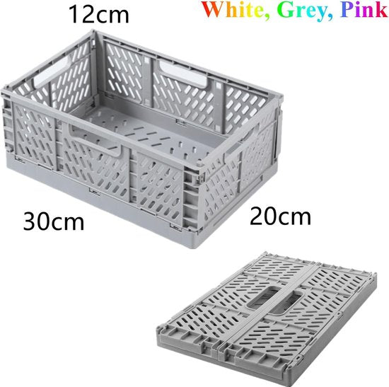 3 stuks klapkisten, opbergmand, 30 x 20 x 12 cm, klein en groot, stapelbaar, vouwkisten, manden, opbergdoos, opbergdoos, vouwmand voor keuken, slaapkamer, kantoor