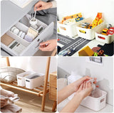 10 stuks opbergdozen kunststof witte kleine opbergmand dozen met handgrepen strakke opbergdoos manden opslag voor keuken badkamer plank plastic doos