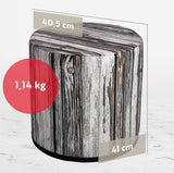 KADAX - Zitpoef, Poef, ronde poef, Ø 40.5x41 cm - houtlook, poef met wasbare overtrek, zitzak, vloerkussen, decoratieve kruk, voetenbank, zitkussen, stoffen kruk - Wit