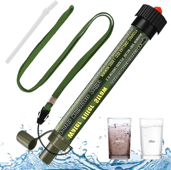 Waterfilter, 2500 liter, waterfilter, outdoor, survival, nooduitrusting, waterfilter, militair, crisisvoorsodraagbaar, gecertificeerd waterfilter, outdoor, survival, waterfilter, camping, donkergroen