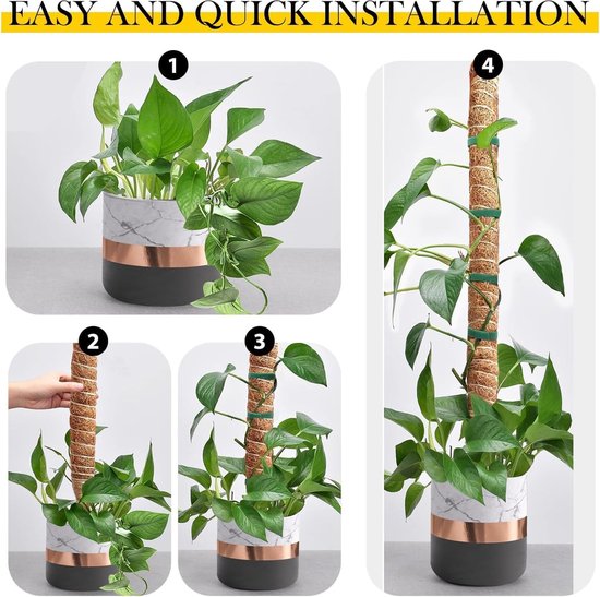 Monstera Plantenstaaf, 4 stuks, 70 cm, monstera, klimhulp, flexibele mosstaaf, plantenstaaf, Monstera, voor klimplanten, plantennaam, plantentijd, plantenondersteuning