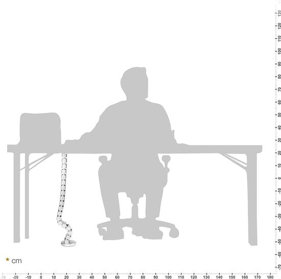 Universeel kabelbeheer voor in hoogte verstelbaar bureau Kabelbeheersysteem Lengte 128 cm Flexibele wervelkolom Kabelgoot Kabelgeleider
