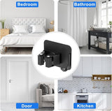 Bezemhouder, wandhouder, zelfklevend, bezemhouder, tuingereedschaphouder enz., voor binnen- en buitenlichaam, roestvrij staal, onafhankelijke doorn met haken (4 stuks), zwart