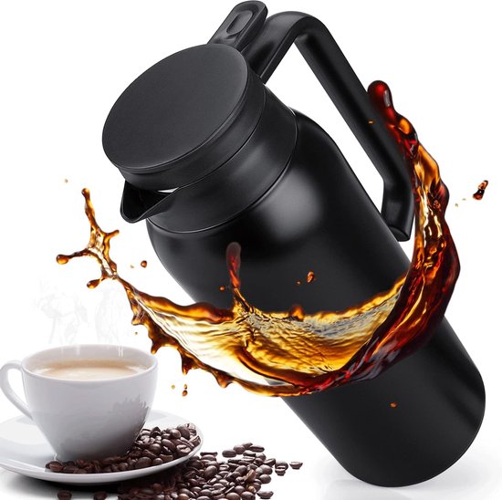 Thermoskan, 1.5 l, dubbelwandige vacuüm thermoskan, koffiekan thermo, dichte theepot thermo, thee-thermoskan houdt 24 koud en 16 heet, isoleerkan ideaal voor koffie, thee