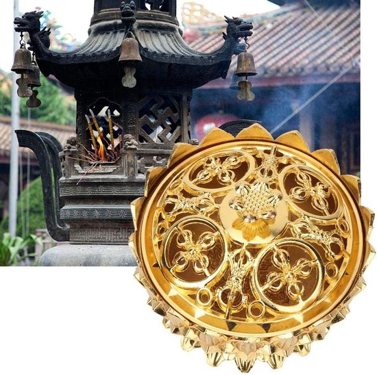 Lotus Bloem ontwerp versierd wierook kegel houder legering Craving wierook wierook stokken brandende bloem basis boeddhistische benodigdheden huisdecoratie (gouden kleur)