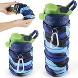 Opvouwbare drinkfles, herbruikbare drinkfles, opvouwbaar festival, 500 ml drinkflessen, opvouwbare waterfles, festivals, wandelen, reizen, avontuur, festivalaccessoires (blauw)