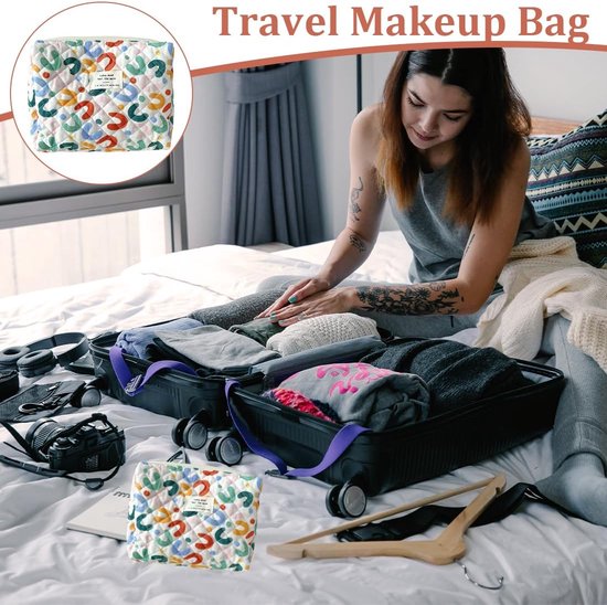 Cosmetische tas, make-uptas, draagbare make-uptas voor dames en meisjes, make-uporganisator, reistoilettas voor damesmeisjes (kleurrijk)