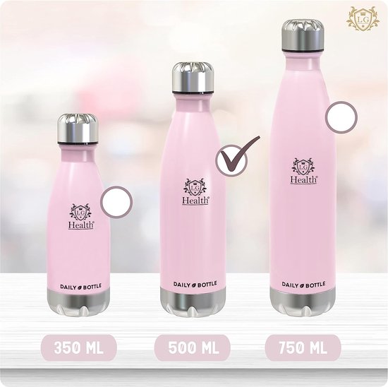 Trinkflasche aus Edelstahl 500 ml. BPA-freie Thermoflasche für heiße und kalte Getränke. Doppelwandige Wasserflasche mit Hermetischem Verschluss. Neoprentasche + Karabiner.