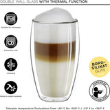 Creano dubbelwandig thermoglas 400 ml “DG-SH”, groot dubbelwandig glas van borosilicaatglas, dubbelwandige koffieglazen, theeglazen, latteglazen, set van 2 stuks