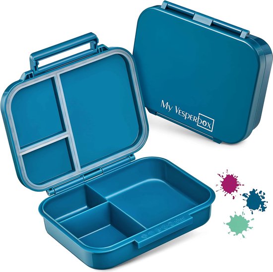 Bento Box voor kinderen, compact en lichtgewicht, lekvrij en BPA-vrij, lunchbox voor kleuterschool en school (benzine)