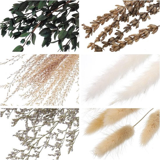 Droogbloemen, decoratie, pampasgras, gedroogde bloemen, natuurlijke gedroogde bloemen, eucalyptus, decoratie, planten, boeket, boho, pampasgras, decoratie voor woonkamer, thuis, bruiloft,