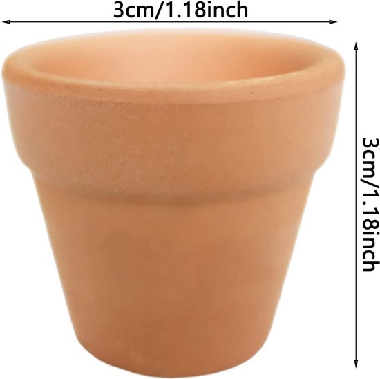 12 stuks terracotta vetplantenpotten, kleipotten, herbruikbare terracotta bloempotten, voor binnen en buiten, planten, handwerk, bruiloft (3 x 3 cm)