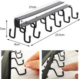 2 stuks bekerhouders voor kopjes, kopjes, opberghaken, onder kast, kopjeshouder, dubbele rijen, keukengerei, dassen, riemen, sjaals, sleutels, zwart