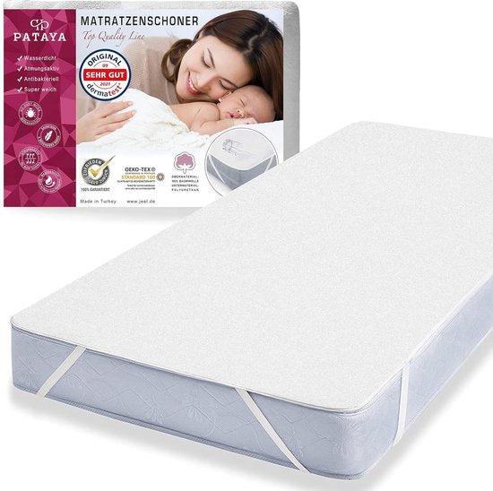Matrasbeschermer 140x190 - waterdichte matrasoplegger en een incontinentieoplegger, matrasbescherming waterdicht, incontinentieonderlegger wasbaar (140x190 cm) wit