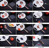 Set keukengerei van koper, 13-delig kookgerei van roestvrij staal met titanium roségouden coating, keukengereiset met keukengereihouder voor anti-aanbakkookgerei (13 verpakkingen)