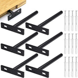 Set van 6 zwevende plankbeugels, onzichtbare plankbeugels, zwevende plankbeugels, robuuste plankbeugels, 125 x 70 mm, plankbeugels, verborgen met 12 schroeven en expansiepijpen voor