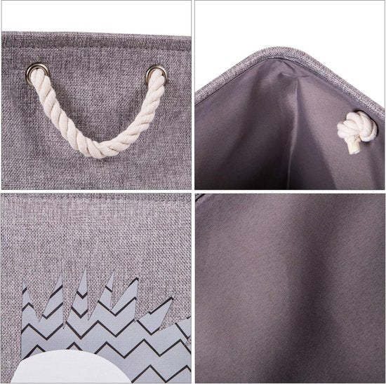 Opbergdoos voor kinderen, set van 4, 28 x 28 x 28 cm, opvouwbare opbergmand voor kinderplank. Ideaal voor Kallax-gebruik, speelgoedkist, speelgoed, boeken, kinderkamer. Grijze olifant