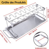 voor oven en grill, kippenbrader van roestvrij staal, kippenhouder voor 14 koppen, kippenuilenhouder met opvangschaal, kippengrillstandaard en grillrek met