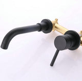 moderne badkamerkraan wandmontage mat zwart 360° draaibare uitloop badkranen voor muur 2-gats montage kraan met enkele handgreep messing Leekayer