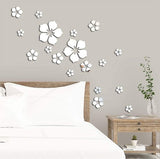 Muurtattoo, 3D-bloemen, muurstickers, spiegelstickers, wanddecoratie, voor woonkamer, kinderkamer, badkamer, koelkast, 18 stuks (A)