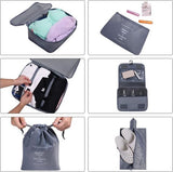 Koffer Organizer Set 8-delig, verpakking cubes, waterdichte reistas, kledingtassen, paktassen voor koffer, kofferorganizer, reistas met make-uptas, schoenenzak, USB-kabeltas (As)