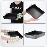 KADAX Rechthoekige bakvorm, bakplaat in 3 maten, hoge blikken randen voor cake, toast, cheesecake, brownie, onderhoudsvriendelijke bakvorm, warmteverdeling (30,5 x 25,5 cm, zwart)