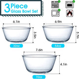 3-delige set glazen kommen, set transparante mengkommen, slakom glas ronde glazen kommen voor in de keuken (1L + 1.6L + 2.1L)