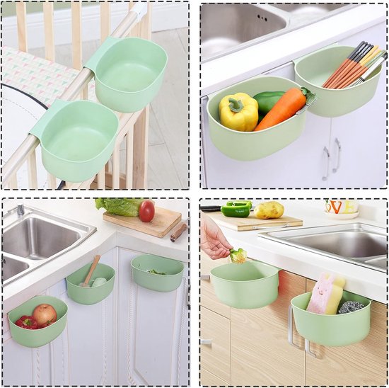 Opvangbak voor keukenafval om op te hangen, vuilnisemmer, luiertafel, organizer, hangend opbergen, keuken, afvalmand, huisvuil, container, wasbak voor keukenkast, commode, badkamer, kantoor, 3 stuks
