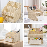 Braided Storage Basket, Multi-Purpose Rattan Basket, Basket with Paper Cord Braided, Baskets Braided Water Hyacinth, for Tabletops, Kitchens, Living Room, Braided Basket