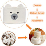 Katoenen kinderopbergmand voor speelgoed en wasgoed, wasmand en speelgoedmand in één, kinderkamerdecoratie witte beer