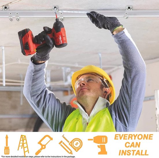 Flexibele plafondgordijnrail | 8 meter gebogen gordijnrail met demperwielen | Buigbare beugel voor douches erker RV scheidingswand