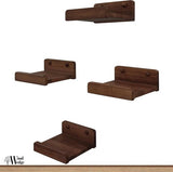 Set van 4 zwevende wandplanken, rustieke houten rekken met lip, kinderboekenplanken, foto- en fotorek voor slaapkamer, woonkamer, badkamer, keuken, kantoor (Americaanse walnoot, 13 cm)