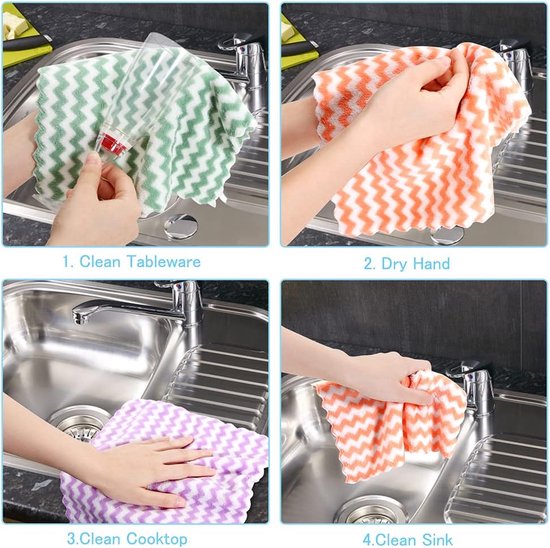 Microfibre Cleaning Cloths, Pack of 12 Kitchen Cleaning Cloths, Universal Cleaning Cloths (25 x 24 cm, Mixed Colour)
