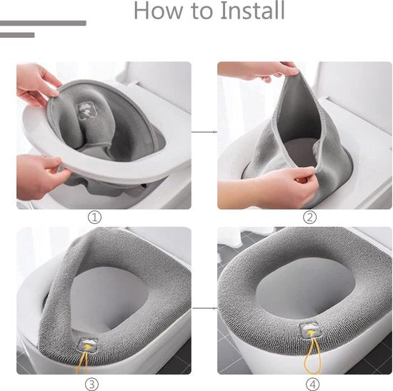 4 stuks wc-stoelhoezen, warm wc-zitkussen, wc-brilhoes, wasbaar, dik, wasbaar, rekbaar, geschikt voor de meeste toiletten