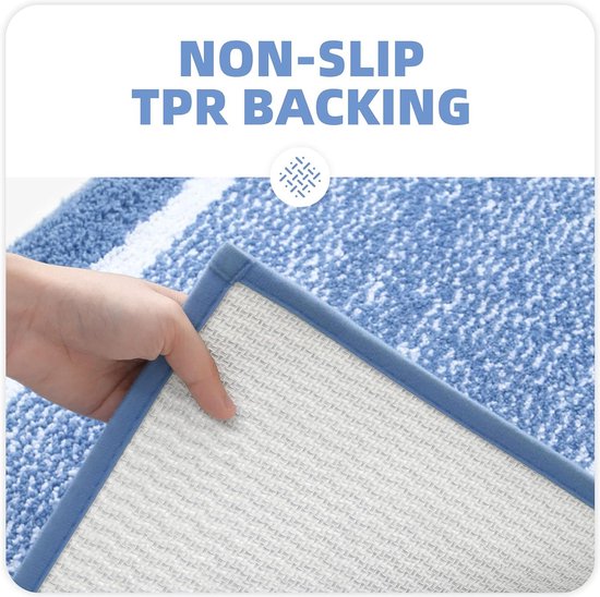 50 x 75 cm Microfiber Zachte Badmat, Antislip Badkamermat Machinewasbaar, Douche Waterabsorberend Badkleed Duurzame Vloermatten (Blauw)