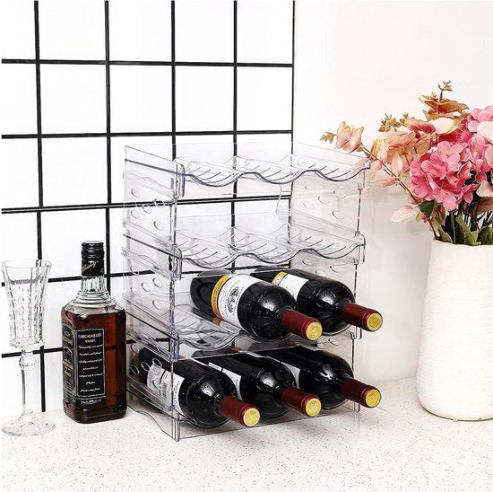 Flessenrek, flessenorganizer, flessenrek koelkast, flessenhouder keuken voor koelkast, kast, kantoor (2 stuks, 6 flessen)