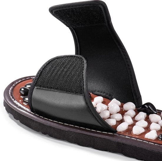 Stone Deep Tissue Acupressuurschoenen Voetmassage Pantoffels Reflexologie Massager Relief Plantaire fasciitis Hielboog Artritis Neuropathie Pijn (zwart 25)