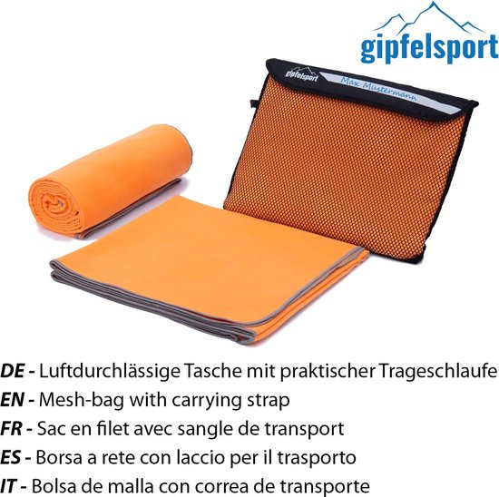 Microvezel handdoek, voor sauna, fitness en sport - strandhanddoek, sporthanddoek - 30x50cm - Oranje