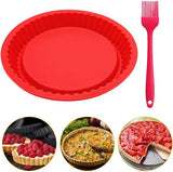 Siliconen bakvorm cakevorm siliconen bakvormen 26 cm siliconen laagcake bakvorm met siliconen kwast voor quiche pizza taart taart