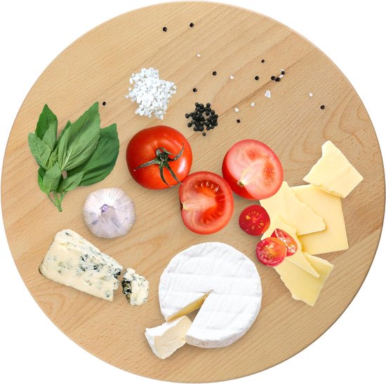 KADAX - Draaibare serveerplaat - draaiplateau van natuurlijk hout, antibacteriële draaiplaat - mesvriendelijk serveerbord, snackbord om te serveren - diameter 40 cm