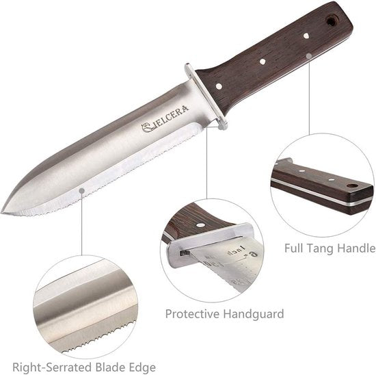 Hori Hori Garden mes (rechts gekarteld mes) met schaarstaaf, ideaal - gesneden in de tuin - en landschapsbouw wieden instrument