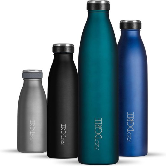 roestvrijstalen drinkfles - 750 ml, 1L - BPA-vrij, lekvrij, geschikt voor koolzuur - thermosfles voor bronwater, sport, universiteit, school, fitness, outdoor, camping, groen, 750ml