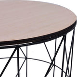 Salontafel, bijzettafel, metalen mand, ratentafel, salontafel, woonkamertafel, salontafel, tafel, bewaakt, rond, zwart, 47 cm