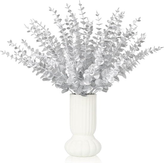 45 stuks kunstmatige eucalyptus takken, bladeren, eucalyptusbladeren, decoratie, eucalyptus, kunstplanten voor bloemstukken, huis, bruiloft, feest, tafel, centerpiece, decoratie, zilver