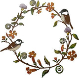 Aantrekkelijke huisdeurdecoratie: prachtige roestkleurige deurkrans van metaal versierd met bladeren, bloemen en vogeltjes. Kleur: roestbruin; diameter: 30 cm; materiaal: