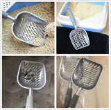 Kattenbakschep, robuuste metalen schep voor huisdierstrooisel, gemakkelijk te reinigen, blauw, wit, zwart, willekeurig sturen (35 x 14 x 14 x 4 cm)