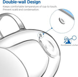 Dubbelwandige espressokopjes, 150 ml, set van 2, koffieglazen, theeglazen met handvat en schotel, hartmok voor melk, sap, cadeau voor vrouwen, vriend/in paren voor verjaardag, bruiloft,